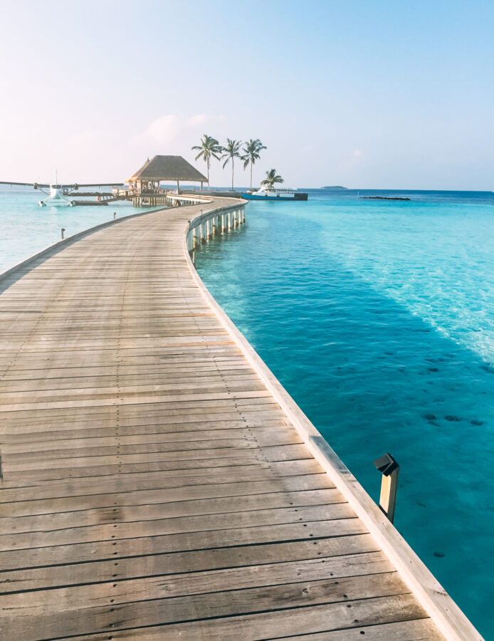 Maldives island luxury resort wooden pier Maldives island luxury resort wooden pier